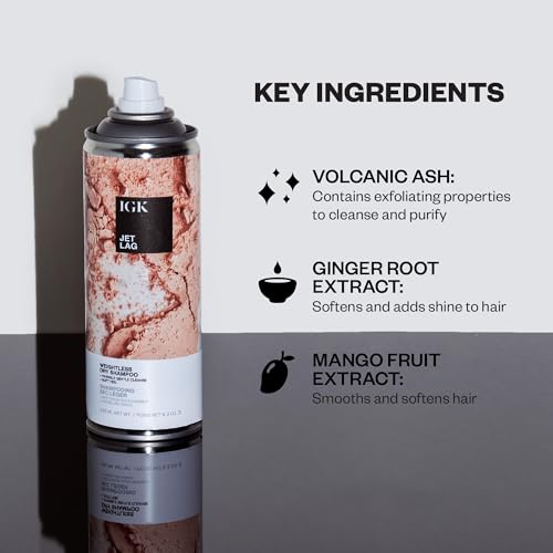 IGK JET LAG Invisible Dry Shampoo | Weightless + Refresh Style | Vegan + Cruelty Free | 6.3 Oz
