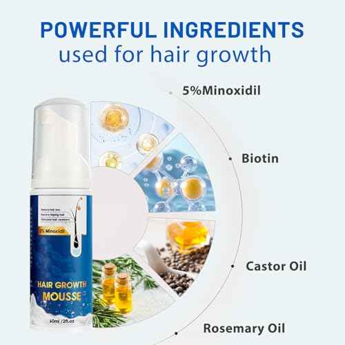 5% Minoxidil Hair Growth Foam for Men & Women ? 2 Pack (60ml Each) | Extra Strength Hair Regrowth Treatment with Biotin | Supports Thicker, Fuller-Looking Hair