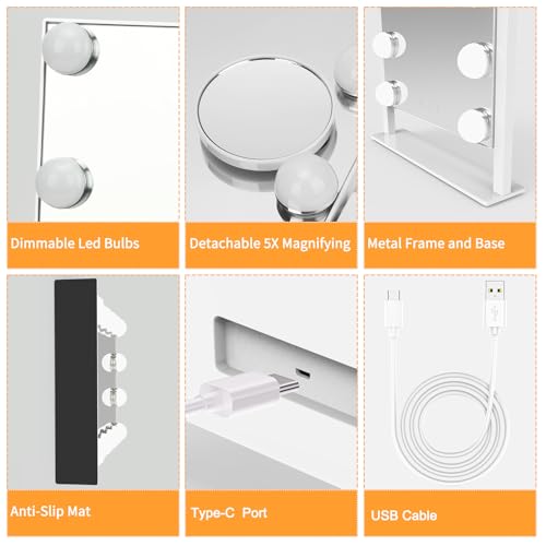 Hollywood Vanity Mirror with Lights, 5X Magnification, 12 LED Bulbs