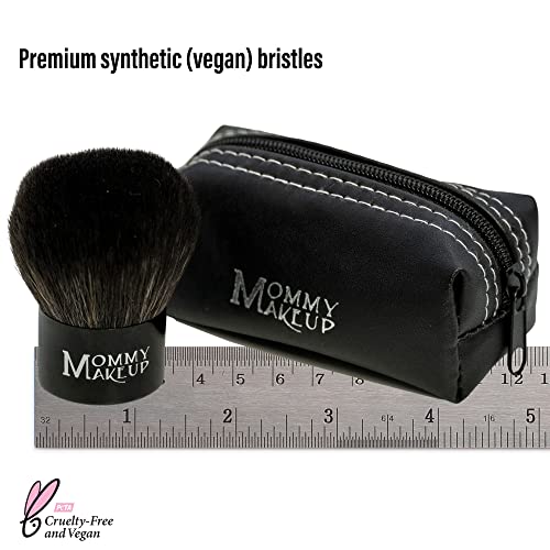 Kabuki Foundation Brush - Premium Synthetic Vegan Bristles, Soft & Compact for Smooth & Flawless Application - Mini Pressed Powder Travel Brush, Cruelty-Free by Mommy Makeup