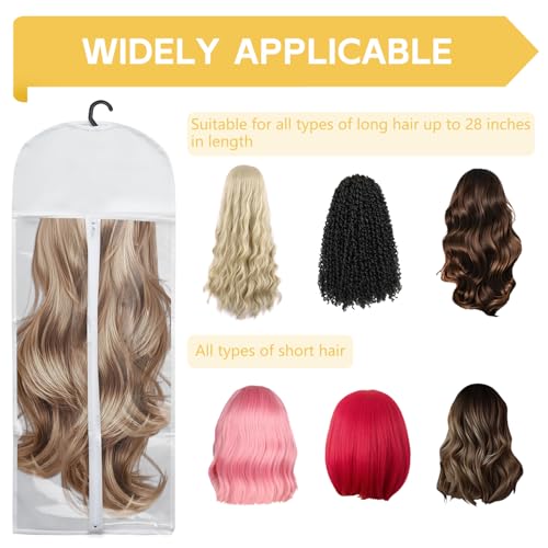 5Pcs Hair Extension Storage Bags with Hanger - Dust-Proof Wig Organizer