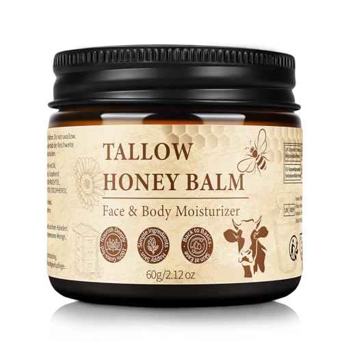Beef Tallow for Skin, Tallow and Honey Balm for Face, Grass-Fed Beef Tallow & Raw Wild Honey, Deep Hydration & Nourishment, Oil-Free & Unscented, Fast Absorbing