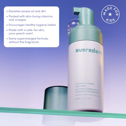 Evereden Unscented Kids Face Wash - Gentle, Hydrating Cleansing for Sensitive Skin, 8oz