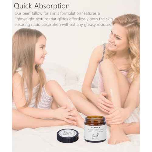 Beef Tallow for Skin (4 OZ), Whipped Beef Tallow and Honey Balm, Tallow Face Moisturizer, Grass Fed Beef Tallow for Face and All Skin Types