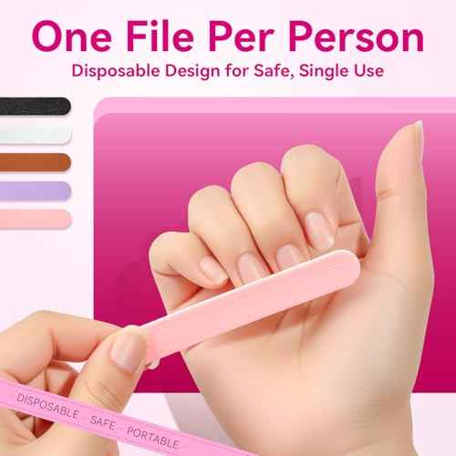 Makartt Mini Nail Files - 100/180 Grit Emery Boards for Nails, 50 Pcs Disposable Doubled Sided Coarse & Fine Bulk Manicure Kit Home Salon Use(Black White Pink Purple Brown)
