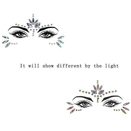 Mermaid Face Gems Stick Jewels for Women Cosplay Mermaid Halloween Club Costume Face Gems Sticker on Rave Party Gift for Kids Costume Temporary Tattoos