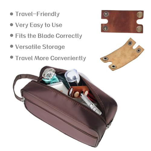 Genuine Leather Safety Razor Travel Case with Button Lock