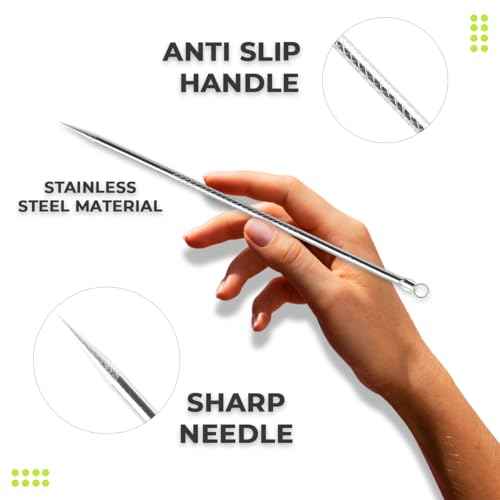 2 Pcs Pimple Extractor Tool Surgical Stainless Steel 410 | Comedone Extractor, Pimple Popper, Blackhead Remover for Face, Zit Popper, Pimple Needle for Acne Removal