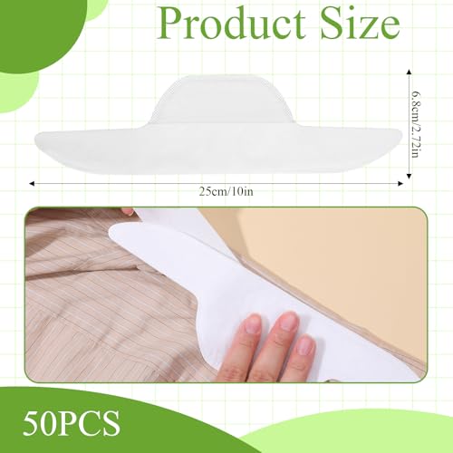50 Disposable Collar Protectors for Shirts and Hats - Sweat Absorbent Liner Pads