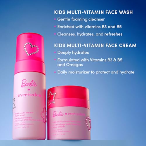Barbie Kids Face Wash & Moisturizer Set with Stickers & Bracelets - Safe Skincare for Girls