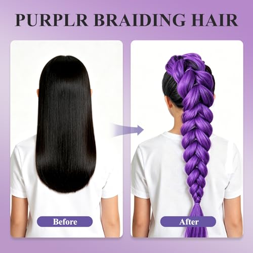 26 Inch Purple Braiding Hair Extensions | Pre-Stretched Synthetic