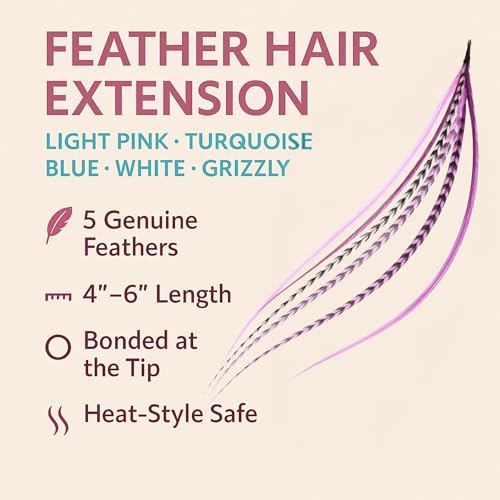 Pink & Purple Feather Hair Extensions 4-7" (5 Pack)