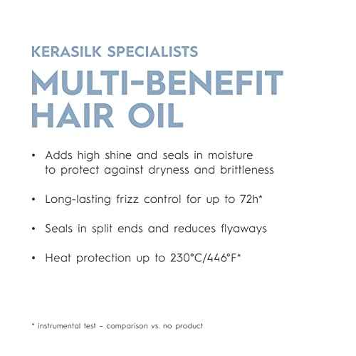KERASILK Multi-Benefit Hair Oil | Seals Split Ends & Reduces Flyaways | Prevents Future Damage & Adds High Shine | With Heat Protection | For All Hair Types & Textures | 50ml