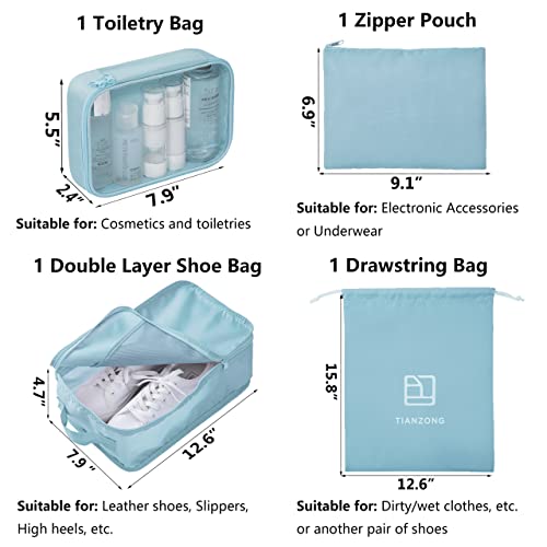 Tianzong 7-Piece Packing Cubes Set with Shoe Bag & Toiletry Organizer