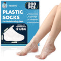 TEAWOO 200-Pack Disposable Plastic Foot Covers for Moisturizing & Pedicures