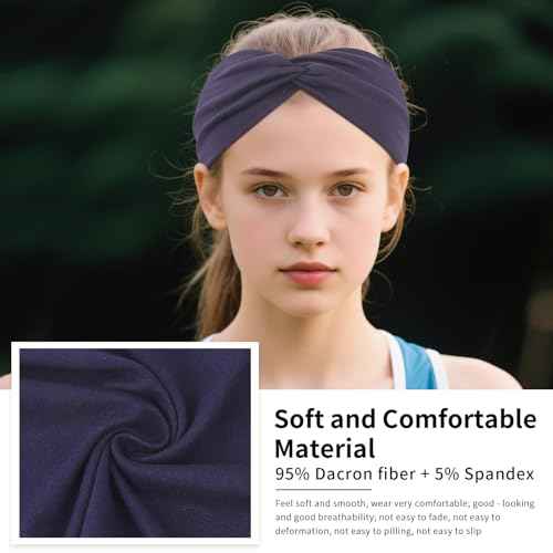 12 Pcs Stretchy Headbands for Women, Absorbed Sport Headband Soft Twist Knotted Hairbands for Daily Life Yoga Workout(Black/Dark blue/Brown/Grey)