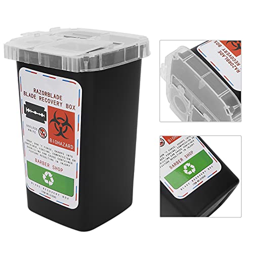 Blade Container, Shaving Blade Disposal Box, Disposal Blade Container, Disposal Blade Container Barbershop Hair Salon Shaving Knife Blade Disposal Collect Box (Black)