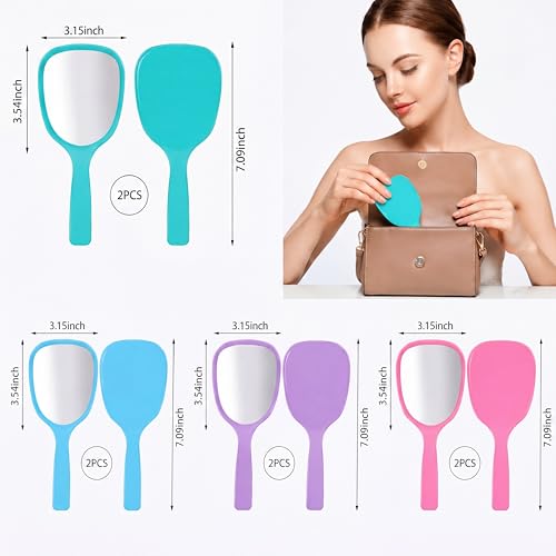 Jetec 8 Pack Handheld Makeup Mirrors - Compact Travel Size