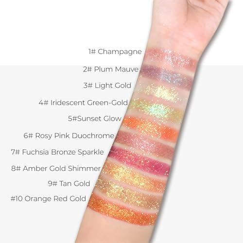 Duochrome Glitter Eyeshadow, Ultra-Fine Color Shifting Metallic Shimmer, High Pigment Holographic Single Eye Makeup, Long Lasting & Buildable Eye Shadow (2# Plum Mauve)