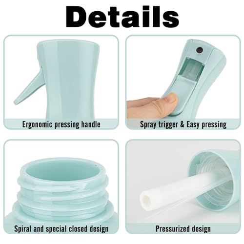 Zuhose 200ml Blue Spray Bottle Pack for Hair, Plants, Skin & Cleaning – Ultra Fine Mist, Continuous Spray