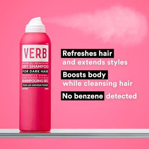 VERB Dark Dry Shampoo Spray - Oil Absorbing Hair Refresh for Brunettes