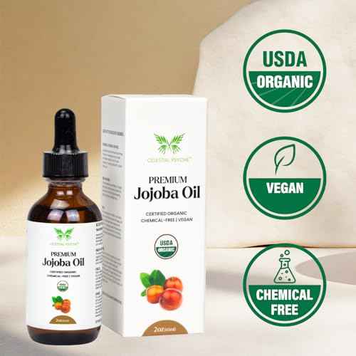 USDA Certified Organic Jojoba Oil (2 Oz) 100% Pure Natural, Chemical-Free, Hexane-Free, Hair Growth, Scalp Care, Skin Hydration, Nails Natural Beauty Enhancement, Anti-Aging