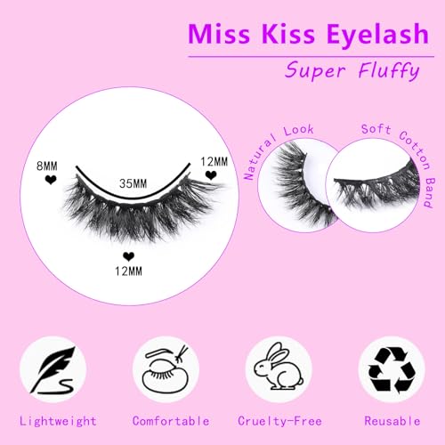 Miss Kiss 3D Mink Lashes 12MM Reusable False Eyelashes