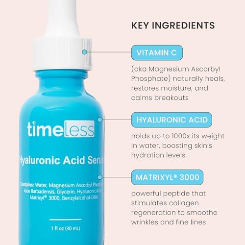 Timeless Skin Care Hyaluronic Acid Vitamin C Serum 1 oz Unisex, (HAC-1)