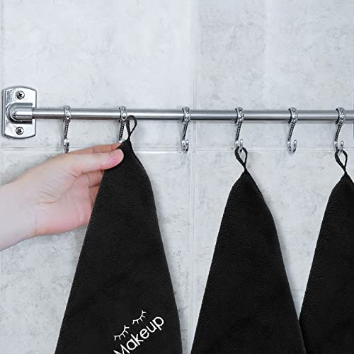 Macarrie 36 Pcs Makeup Washcloths Remover Towels Face Wash Cloths Black Soft Quick Dry Microfiber Make Up Towels for Face Facial Rag for Women Skin Care(Black)