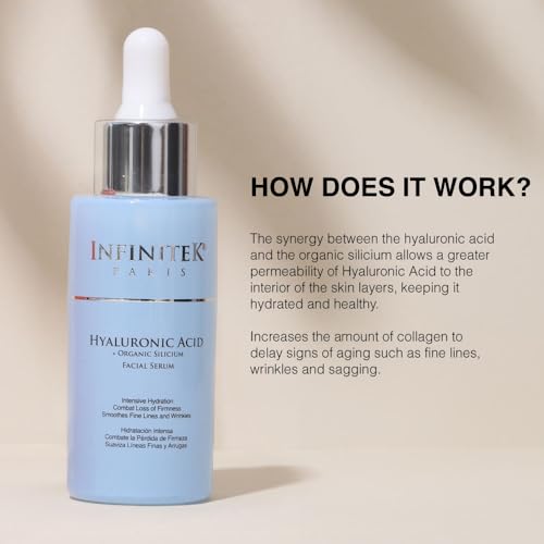 Infinitek Paris | Hyaluronic Acid Serum | Galentine¡¯s Gifts & Valentine¡¯s Day Gifts for Women | Facial Skin Care - Hydrating Hyaluronic Acid Face Serum with Organic Silicon | 1 fl oz / 30 ml