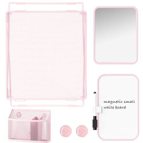 7-Piece Pink Locker Organizer Set with Shelf & Magnetic Accessories