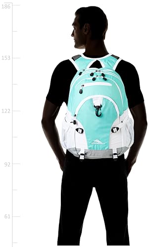 High Sierra Loop Backpack, Travel, or Work Bookbag with tablet sleeve, One Size, Aquamarine/White/Ash