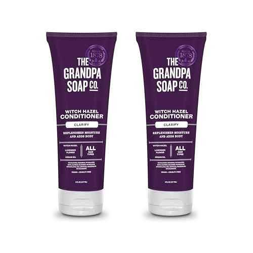 The Grandpa Soap Company Clarifying Witch Hazel Conditioner - Relieves Scalp Conditions and Protects Against Buildup, With Lavender Flower, Sulfates and Parabens Free, 8 Fl Oz, 2 Pack