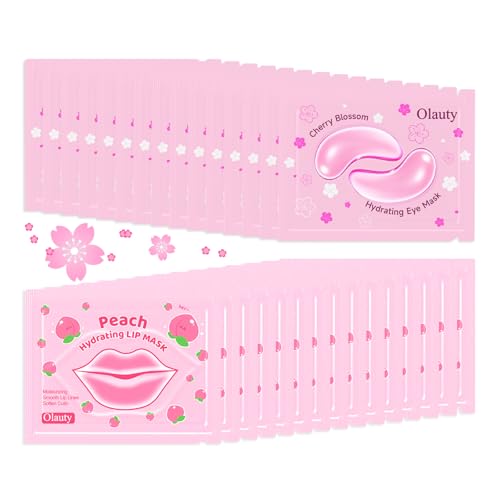 Sulily 30 Pairs Pink Collagen Lip Masks & Eye Patches Set