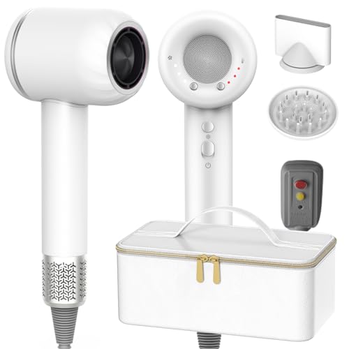 NUTROMO White Hair Dryer with Carry Case, 160,000 RPM Ionic Blow Dryer