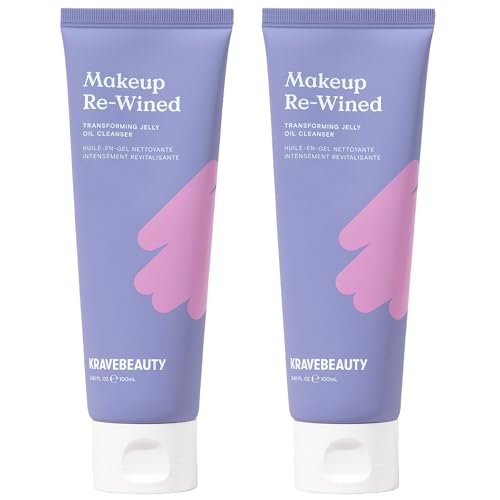 KraveBeauty Makeup Re-Wined Jelly Oil Cleanser Duo ? K-Beauty Transforming Daily Cleanser, Removes Makeup & Impurities, Vegan & Cruelty-Free, 3.38 fl oz x2