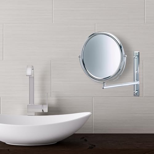 JERDON Two-Sided Wall-Mounted Makeup Mirror with 3X-1X Magnification ?9¡± Diameter Mirror Extends 9¡± ? Polished Chrome Finish - Model JP3030CF