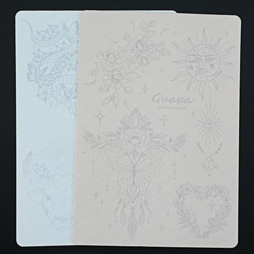 2pcs Silicone Pre Printed Tattoo Practice Skin with 9 Exquisite Tattoo Designs (Pink Skin)