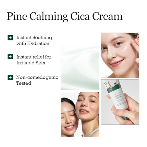 ROUND LAB Pine Calming Cica Cream 1.69 Fl Oz, Low-Acidic Soothing Moisturizer with Pine Cica, BHA + LHA, and Hyaluronic Acid for Skin Barrier Support, Sebum Control, and Hydration, Korean Skincare