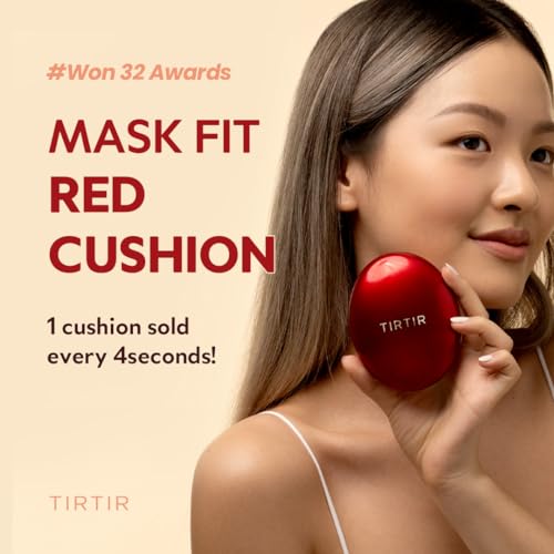 TIRTIR Mask Fit Red Cushion Foundation | Japan's No.1 Choice for Glass skin, Long-Lasting, Lightweight, Buildable Coverage, Semi-Matte (29C Taupe Beige, 0.63 Fl Oz (Pack of 1))