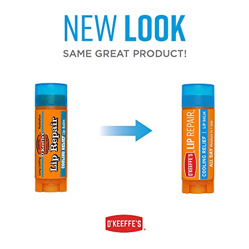 O'Keeffe's Cooling Relief Lip Repair Lip Balm for Dry, Cracked Lips, Stick, (Pack of 10)