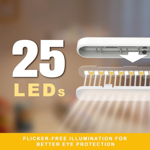 Rechargeable Book Light 25 LEDs – 3 Colors, Dimmable, Eye Care