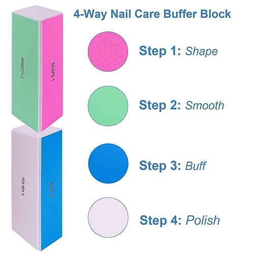 4-Way Nail Buffer Block Set - 6 Pieces for Natural & Acrylic Nails