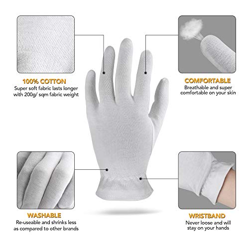 Cotton Moisturizing Gloves for Dry Hands - 5 Pairs XL