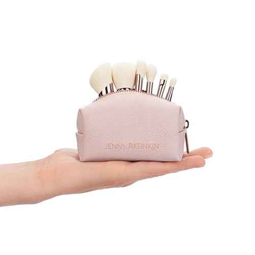 Jenny Patinkin Luxury Sustainable Brush Babies Mini Makeup Brush Set with Full Size Brush Heads on Palm-Sized Handles.