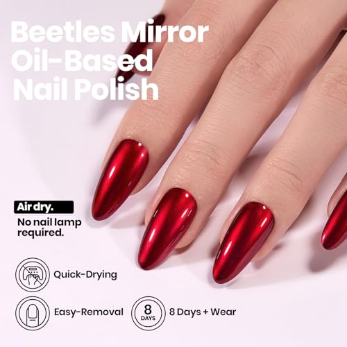 Beetles Red Chrome Mirror Nail Polish - Quick-Drying Metallic