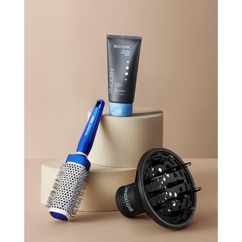 Bio Ionic BlueWave Conditioning Square-Round Brush ? Create Volume & Smooth Hair Quickly, Crimped Bristles Add Root Tension, Styling Brush For Bouncy Blowouts, All Hair Types & Textures, Small, 1"