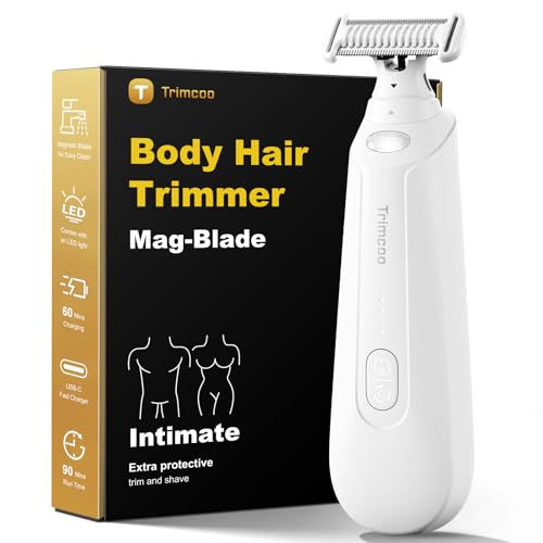 Manscape Body Hair Trimmer H6 One MagBlade Pro for Sensitive Skin, Built-in Dual LED Light, Waterproof Wet/Dry Groomer, USB-C Rechargeable, Full-Body Grooming for Chest and Legs, White