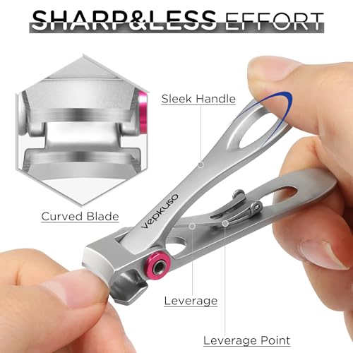 Nail Clippers for Seniors, Wide Jaw Fingernail Clippers and Angled Head Toenail Clippers for Thick Nail, Professional German Nail Clippers for Men, Women&Pregnant