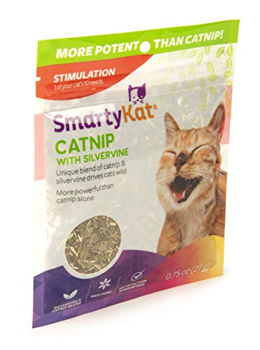 SmartyKat Catnip & Silvervine Blend for Cats & Kittens, Resealable Pouch - 0.75 Ounce (Pack of 2)